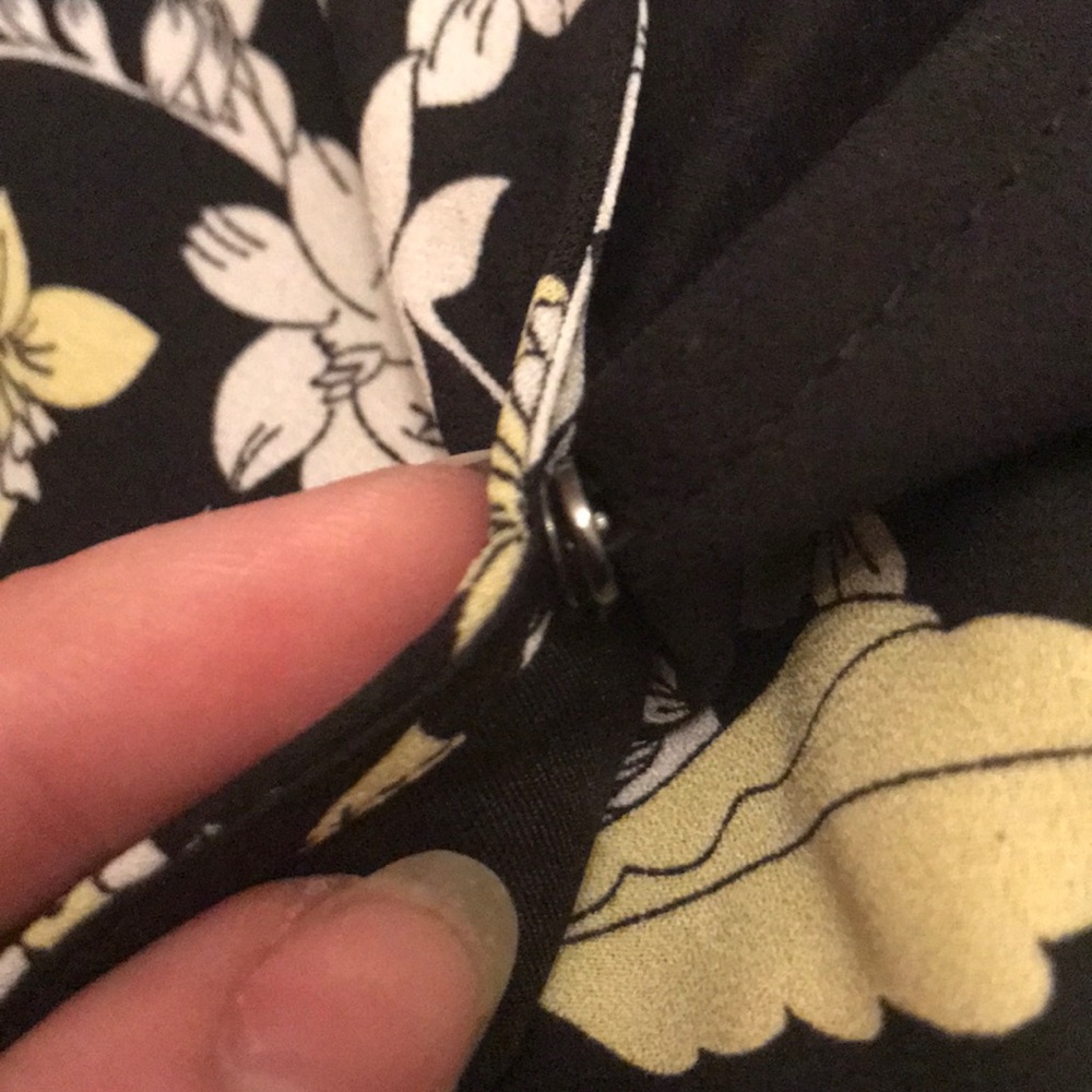 Black floral motif wrap dress
